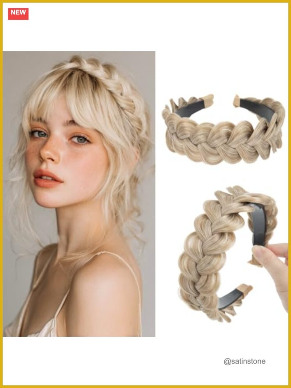 Hand Braided Headband Synthetic Hair Hoop with Teeth